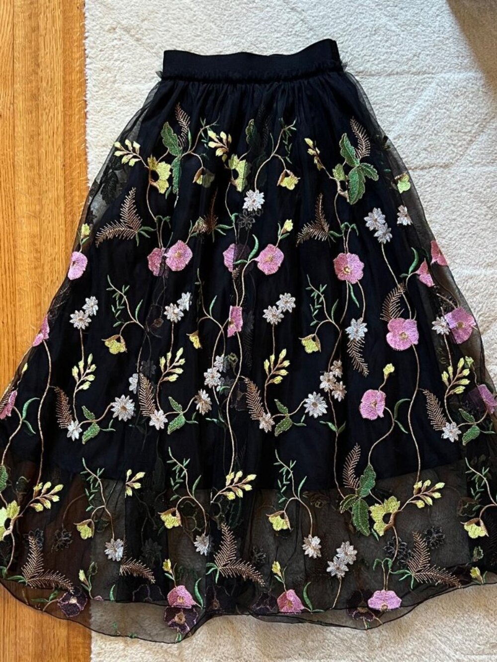 H&M Black Floral Skirt